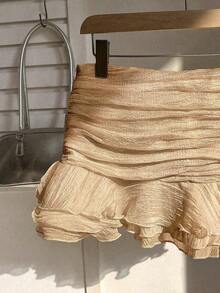 Summer Skirt – Short Cut, Ruffles At The Hem – Perfect For Holiday Or Beach Looks - 香檳色 - 查看 12