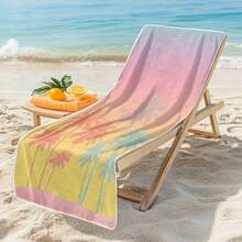 1pc Ombre Palm Tree Print Beach Blanket, Super Absorbent Microfiber Swimming Pool Towel For Travel, Vacation, Bathing - Multicolor - View 5