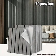 Brodark 10/20片装 30x30厘米 自粘仿木纹条纹墙贴，3D立体墙板，优雅现代设计，防水防潮，可移除不留残胶，是浴室和厨房翻新的理想之选。安装简便，适用于家居装饰墙、公寓装修和商业店铺装饰，经久耐用，持久如新。 - 10/20片裝 - 查看 17