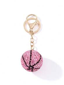 1 pieza Llavero de baloncesto con strass multicolor, colgante de baloncesto totalmente con strass, diseño de lujo con strass brillante, estilo colgante de bolso, llavero imprescindible para amantes del baloncesto - Multicolor - Ver 19