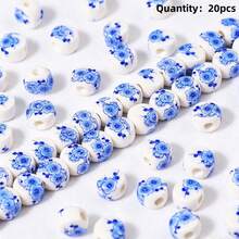 6x9毫米穿孔釉面陶瓷花珠，彩色彩绘陶瓷珠 DIY首饰材料 - 陶瓷珠 - 查看 30