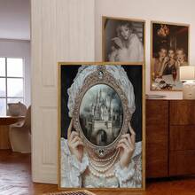 1 pièce Art mural sur canevas encadré Décoration murale Style gothique vintage victorien Dame et château miroir Affiche Dark Academia Convient pour le salon la chambre à coucher et la décoration de maison de style campagne sombre Art mural gothique fantastique mystérieux Cadeau Décoration de maison Décoration victorienne vintage Affiche gothique Décoration de chambre Décoration de salle de bain Décoration d'appartement Décoration de fête Cadeau de fête Décoration d'Halloween Affiche d'Halloween Art d'horreur Affiche gothique - A - Voir 11