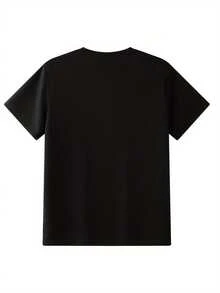 T-shirt graphique à thème scientifique sur l'hormone de cortisol, col rond, manches courtes, décontracté et respirant, adapté pour le streetwear et les tenues décontractées, lavable en machine - Noir - Voir 2