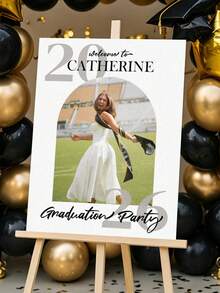 Cartel de Bienvenida de Graduación Personalizado con Foto, Nombre, Escuela y Año de Graduación Personalizados - Cartel de Fiesta de Graduación Personalizado para Graduado 2026, Decoración de Graduación - Multicolor - Ver 7