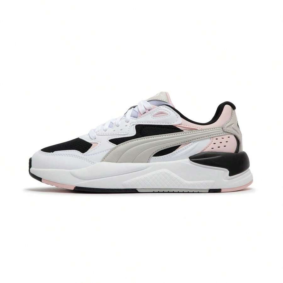 Puma 女士春夏透气网面休闲厚底运动鞋，复古运动鞋 - 黑色-淺灰-白色-粉紅 - 查看 1