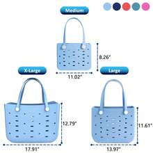X-Large Capacity EVA Tote Bag For Women, Multi-Size Waterproof Beach Handbag, Perforated Breathable Open Design, Lightweight & Quick Dry Shoulder Bag, Sandproof & Washable, Durable Rubber Material, Perfect For Pool, Vacation, Travel, Camping, Gym, Picnic, Shopping, DIY Ready Solid Color Basket Bag, Holiday Gift - 彩色 - 查看 3