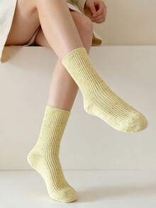 6 Pairs Women's Solid Color Candy-Colored Mid-Calf Socks, Sweet & Comfortable Breathable Casual Socks, Versatile For Daily Wear, Suitable For All Seasons - Multicolor - View 5