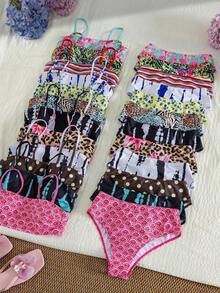 Swim Vcay Conjunto de Bikini Bandeau con Estampado de Cebra para Mujer, 2 Piezas/Set, Verano - Multicolor 3 - Ver 9