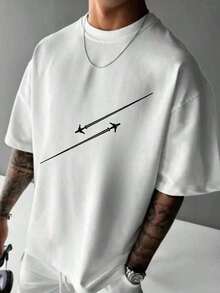 Simple Studio Men's Minimalist Printed Short Sleeve T-Shirt, 100% Pure Cotton 180GSM, Sizes S-3XL, Comfortable And Breathable, Summer Essential, Fashionable Casual Tops For Everyday Wear, Basic Urban Style T-Shirt For Memorial Day, Unisex For Couples, Universal Outfit For Men And Women. - 白色 - 查看 2