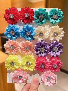 18Pcs Girls Multicolor Flower Random Hair Ties, Colorful Flower With Sequin Decoration, Perfect Gift For Birthday And Holiday - Multicolor - View 4