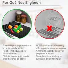 Tapete de Silicona para Secar Platos, Escurridor de Trastes para Cocina, Tapete de Secado para Encimera de Cocina, 48.5CM x 33.5CM Antideslizante Estera de Secado, Encimera, Fregadero - negro - Ver 4