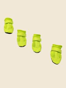 Sepatu Dalam Ruangan Berbahan Jaring Bernapas dengan Sol Lembut untuk Anjing, Sepatu Kasual Hewan Peliharaan yang Nyaman untuk Teddy/Poodle - Hijau - View 4