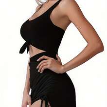 Elegant And Form-Fitting One-Piece Swimsuit With Open Back TK364 - Black - View 4