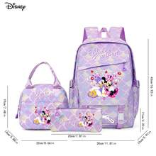 Disney Minnie & Daisy Cartoon Characters Heart Light Purple Print Backpack 3 Pieces Set, With Insulated Insulated Bagand Stationery Pencil Pouch, Suitable For Daily Organization, Work And Study Multi-Purpose Backpack - Color 1 - View 4