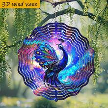 1pc 3D "Peacock Dancing In Colorful Universe" Rotating Wall Decor, 10in*10in With Swivel Hook, 360° DIY Creative Wind Spinner, Suitable For Mother's Day, Father's Day, Women - Multicolor - View 8