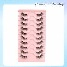 10 Pairs Soft & Fluffy Half-Eye False Eyelashes, Curled & Extended Lash Tips, Suitable For Daily Wear - Black - View 5