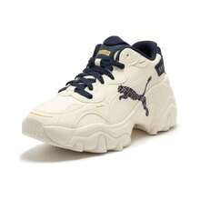 Puma 女士厚底复古休闲厚底运动鞋，坡跟运动鞋，春秋季 - 純白色-海軍藍 - 查看 8