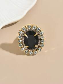 1pc Elegant Geometric Oval Crystal Ring For Women - Multicolor - View 4