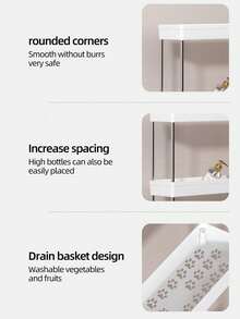 1 pieza Carrito de utilidad práctico móvil de 3/4 niveles, estante de almacenamiento con partición móvil, adecuado para cocina, baño, sala de estar, estante de almacenamiento delgado - Multicolor - Ver 11