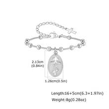 1 pieza Pulsera con cruz ortodoxa oriental de acero inoxidable y cuentas de Jesús para mujeres, cristiana, regalo - 1526G03 - Ver 5