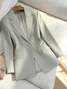 AYYFranclia Blazer casual de unicolor ajustado para mujeres, adecuado para ir al trabajoAYY - Verde - Ver 10