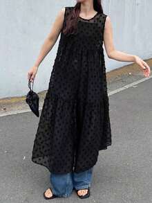 Vestido sin mangas con espalda descubierta y lunares de mujer - Negro - Ver 2