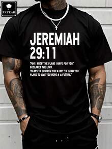 Short-Sleeve Heavyweight Cotton T-Shirt From The Brand PAYEAH Featuring The Bible Verse Jeremiah 29:11 "For I Know The Plans I Have For You," Affirming The Christian Faith. 100% Cotton - 黑色 - 查看 1
