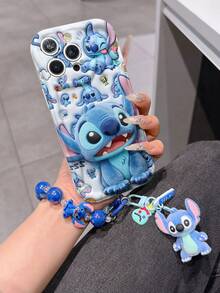 Estuche de teléfono autorizado por Disney - Set con cadena, Estuche de teléfono 3D de Stitch de Lilo y Stitch talla grande una pulsera 3D de silicona de Stitch con anillo metálico desmontable, con patrón de Stitch y Angel, compatible con iPhone 17/16/15/14/13/12/11/XS/XR/X Plus Pro Max, un estuche de teléfono de dibujos animados con estilo, la opción de regalo perfecta, protección de teléfono, funda de teléfono duradera, un gran regalo para amigos y familiares. - Blanco - Ver 1