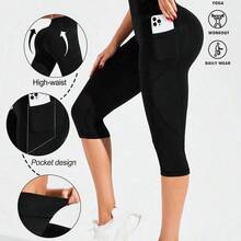 Nana's Women's Clothing Store Powerista Leggings deportivos de unicolor con bolsillos para mujer - Verde lima - Ver 9
