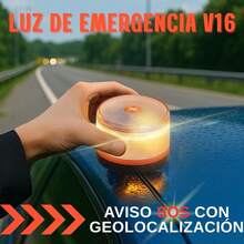 Luz Emergencia Coche Homologado TRAFICO, con SIM y Datos Pagados hasta 2038, Baliza v16 Homologada trafico con Geolocalizador, Obligatoria enero 2026, Luz v16 con Geolocalización 3.0, Aprobada por TRAFICO, Modelo 6LR61 - LUZ-V16-001 - Ver 5