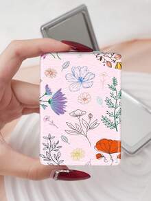 1PC Pastoral British Series Portable Vanity Mirror, Foldable Lightweight Ultra-Thin Convenient Hand Mirror, Durable PU Leather, Suitable For Multiple Scenes And All People, Rectangular Small Mirror, Pocket Mirror, Fresh Style With Unique Floral And Heart Pattern Design, Exquisite And Delicate Structure, Reliable And Shockproof, Easy To Carry, Handheld Makeup Mirror, 180° Flip Cover, Multifunctional - Multicolor - View 9