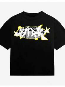 VintageMen's T-Shirt With Graffiti Print - Fashionable Sportswear Summer Tops - Black - View 1