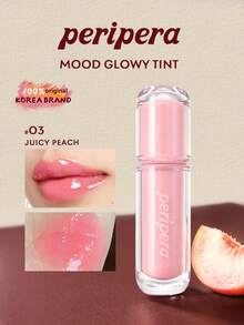 Peripera Mood Glowy Tint 玻璃感唇釉 03，高光澤鏡面水感妝效，不黏膩，果汁噴濺感，保濕輕盈，持久凝膠質地，適合女性日常使用，K-Beauty 韓系彩妝，Olive Young，禮品，4g/0.14 Oz - 03 - 查看 2
