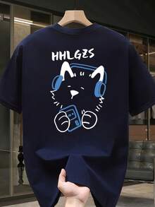 Men's Short-Sleeved T-Shirt, Made Of High-Quality Pure Cotton, With A Fashionable Brand Print, New, Casual Summer, Plus Size, Loose And Versatile. - 灰色 - 查看 6