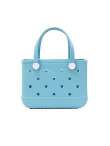 1pc Large Capacity Practical EVA Beach Tote Bag, EVA Women's Beach Handbag With Breathable Holes - Lightweight Durable Solid Color Open Design, Large Waterproof Washable Sturdy Open Tote Bag, Suitable For Beach, Pool, Sports, Pool Side, Shopping And Picnic - Fashionable Holiday Accessory, Beach Bag, Holiday, Casual Outing, Festival Gift, Leisure Use, Stylish Tote Bag | Vibrant Tote Bag | Durable Tote Bag, Cute Tote Bag, Christmas Gift, Shopping, Swimming, Work, Travel - Multicolor - View 20