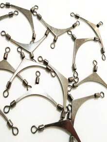 5 piezas Conector giratorio de barra plana estilo americano para pesca, conector de anzuelo triple, divisor de anillo triangular, accesorios de equipo de pesca - Plateado - Ver 1