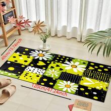 1pc Abstract Floral Plaid Pattern Printed Floor Mat, Silica Gel Kitchen Carpet, Kitchen Mat, Rug, Easy To Clean, Rectangular Printed, Suitable For Living Room, Bedroom, Hallway, Bathroom, Laundry Room - Polyester Carpet, Suitable For Indoor And Outdoor Home Decor - Multicolor - View 18