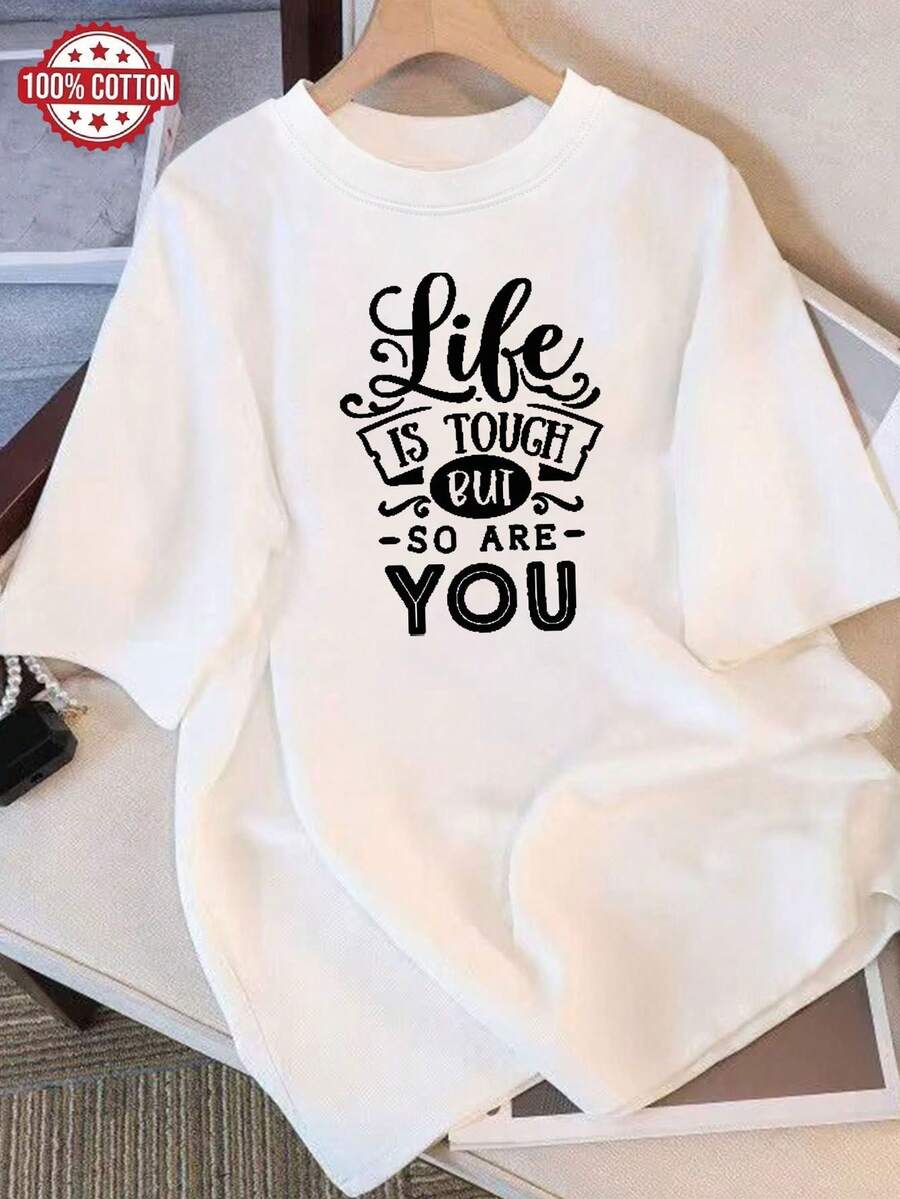 New T-Shirt, 100% Cotton, Machine Washable, Suitable For Spring, Summer And Autumn, Casual Style, Comfortable Fit, Modern Design, Versatile For Daily Use, Soft Fabric, Style A. - White - View 1