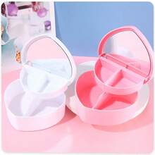 Caja de joyas portátil con forma de corazón para niñas, caja de almacenamiento de joyas de doble capa, caja decorativa, caja de regalo conmemorativa, adecuada para aretes, anillos, collares, perfecta como regalo de regreso a clases para niñas, decoración de habitación - Multicolor - Ver 13