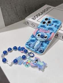 Disney Has Authorized, Phone Case - Chain Set, The Stitch Lilo & Stitch 3D Phone Case Plus A Silicone 3D Stitch Bracelet With Metallic Ring Removable Bracelet, Stitch And Angel Pattern, Compatible With Iphone17/16/15/14/13/12/11/XS/XR/X Plus Pro Max, A Stylish Cartoon Phone Case, The Perfect Gift Choice, Phone Protection, Durable Phone Cover, Great Gift For Friends And Family. - trắng - Xem 5