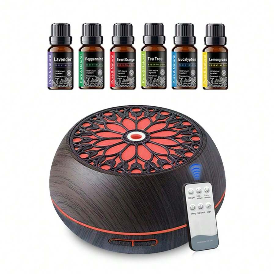 550ml Diffuser 6 Oils Soundwave, Remote, Timer & Color Lights ,Home/Office/Hotel Use. - Mist - Ver 1