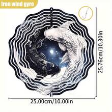 2D平面阴阳锦鲤鱼风铃,1个装 - 10英寸金属装饰,360°旋转挂钩,黑白阴阳设计,宁静花园及家居装饰,无需用电,锦鲤池装饰,2D平面(不含吊坠),款式随机 - A - 查看 3