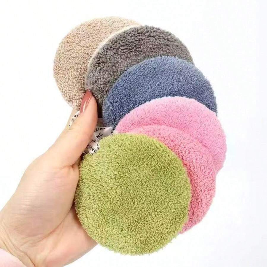 6pcs 80mm Round Reusable Makeup Remover Pads, Soft Sponge Face Cleansing Pads For Facial Skin Care, Suitable For All Skin Types - Multicolor - View 1