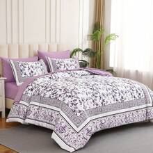 7 Piece Bed In A Bag Bed, Floral Full/Queen/King/California King Size Comforter Set,Blue Flowers Botanical Bedding Set,Soft Microfiber Bedding Comforter Sets With Sheets For All Season.Room Decor, Bedroom Decor,  - Màu xanh lam - Xem 8