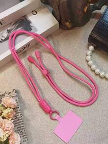 1pc Adjustable Lanyard Strap, Neck/Shoulder Hanging Cord For Mobile Phone - Hot Pink - View 3