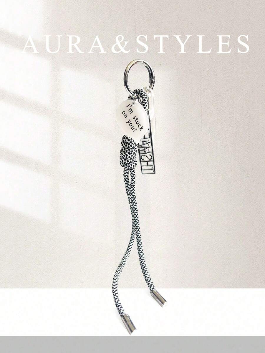 Handmade Woven Keychain Pendant, Original Design, European And American Style DIY Backpack Accessory - Black and White - View 1
