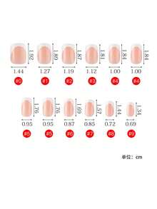240片/盒 10片短方型法式裸色假指甲，可貼式DIY人造指甲配件，適合女性日常與派對使用，美感風格 - 彩色 - 查看 6