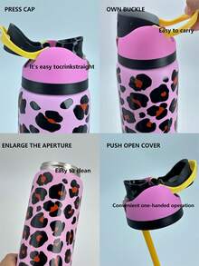 OwaIa Black And Pink Leopard Print Pattern Large Capacity Stainless Steel Water Bottle,32oz/945ml,With A Straw,Exquisite Appearance,Keeps Drinks Hot Or Cold,Can Hold Iced Drinks And Water,Suitable For Leisure,Work,Sports,Indoors And Outdoors,Suitable For Students And Office Workers,As A Gift.Vacuum Flasks-Everyday Tumbler-Perfect Birthday Gift-Father Day Tumbler - Hồng - Xem 6