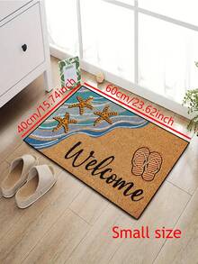 1pc Beach Welcome Doormat With Starfish & Flip Flops Print, Non-Slip Absorbent Entryway Rug, Low-Profile Front Door Mat, Machine Washable Indoor Outdoor Floor Carpet, Coastal Ocean Themed Welcome Mat For Porch/Patio/Bathroom, Summer Home Decor - 1PC - View 12