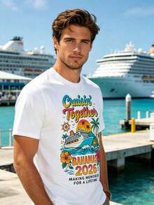 Cruising Together Bahamas 2026 White T-Shirt With Cruise Ship And Tropical Islands Design For Vacation, Travel And Souvenir Gift - 白色 - 查看 4